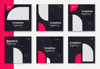 set of corporate social media post bundle design. colorful square post banner template collection fo