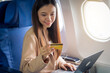© R Photography - Female airplane passengers, study abroad, asian chinese people, foreign university student passengers preparing for overseas studies. dreams taking flight, global campuses await. english languages