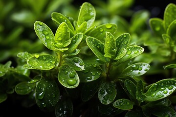 Poster - leaf with water drops