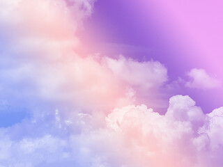 Wall Mural - beauty sweet pastel biolet and orange colorful with fluffy clouds on sky. multi color rainbow image. abstract fantasy growing light
