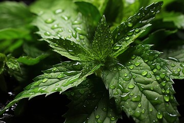 Poster - leaf with water drops