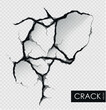 crack on the wall with broken pieces