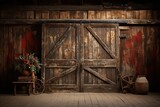 Fototapeta Kwiaty - old wooden door