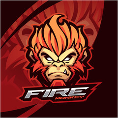 Wall Mural - Redhead Fire Monkey mascot esport  logo