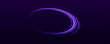 Vector realistic set of blue and purple shiny rings and swirls, isolated on transparent background. Light trail wave, fire path trace line, car lights, optic fiber and incandescence curve twirl. 