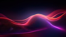 Dot Red Purple Wave Line Light Gradient Dark Background. Abstract Technology Big Data Digital Background. 3d Rendering.