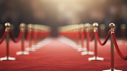 Wall Mural - Abstract blurred Way to success on the red carpet (Barrier rope)