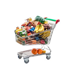 Wall Mural - shopping cart full of groceries isolated