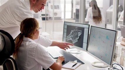 Wall Mural - Engineer Doing 3D CAD Model Design On Computer