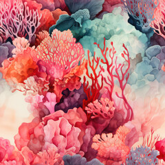 Wall Mural - Seamless natural coral reef formation background, seamless pattern