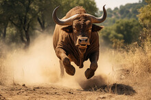 Running Bull In The Wild