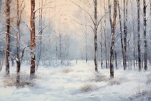 Generative AI Digital Oil Painting Of Winter Solstice