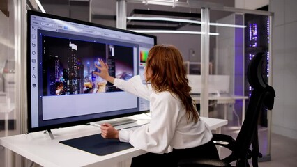 Fototapete - Designer Editing Photo On Computer