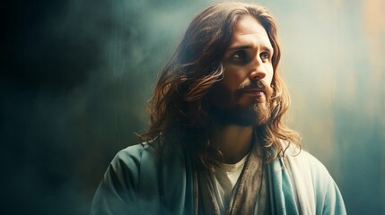 Wall Mural - Portrait of Jesus Christ. Concept of Christianity and belief in God