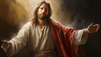 Wall Mural - Portrait of Jesus Christ. Concept of Christianity and belief in God