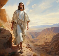 Wall Mural - Portrait of Jesus Christ. Concept of Christianity and belief in God