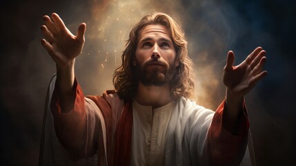 Wall Mural - Portrait of Jesus Christ. Concept of Christianity and belief in God