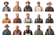Stunning Image Of Collection Of Different Farmers Closeup Isolated On Transparent Background PNG.