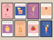 © iStarDesign - Set of printable posters of cocktail illustrations. An illustration of classical drinks in different types of glasses. Vector illustration of popular cocktails. Banner with soft and alcohol drinks.