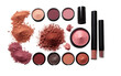 Different Makeup Eye Shadow Lip Gloss and Powder Blush Isolated on Transparent Background PNG.