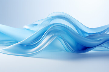 Abstract blue background with smooth wavy silk or satin texture