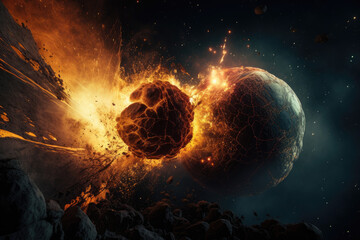 Wall Mural - burning earth in fire - generative ai