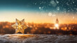 Epiphany Star Above a Peaceful Bethlehem Landscape, Epiphany, The adoration of baby Jesus, with copy space, blurred background