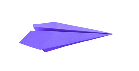 Wall Mural - purple paper plane origami isolated on a white background