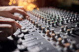 Sound recording studio mixing desk with engineer or music producer