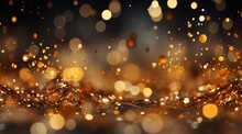 Background Of Small Objects And Out-of-focus Shiny Golden Particles