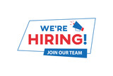 Fototapeta Panele - Vector we are hiring banner. Hiring recruitment design. We are hiring join our team announcement