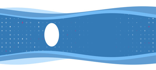 Blue wavy banner with a white ellipse symbol on the left. On the background there are small white shapes, some are highlighted in red. There is an empty space for text on the right side