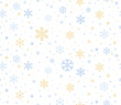 Seamless subtle snowflakes background. Vector snowflakes Christmas texture. Scandinavian Nordic style snowflakes  texture.