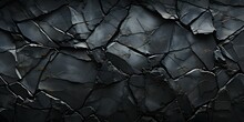 Cracked Black Stone Surface Texture Background