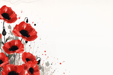 Red Poppy Flowers For A Remembrance Sunday And Memorial Day Poster Or Post. 