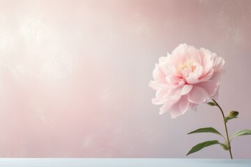 Canvas Print -  a single pink flower is in a vase on a table.  generative ai