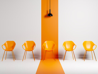 Row of chairs with one odd one out Job opportunity recruitment concept