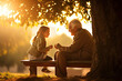 A grandchild and her grandfather, sharing love and togetherness in the park, creating cherished memories.