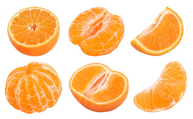 Wall Mural - Tangerine or clementine half isolated on white background with full depth of field.