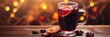 Mulled wine, richly colored red wine brewed with spices.