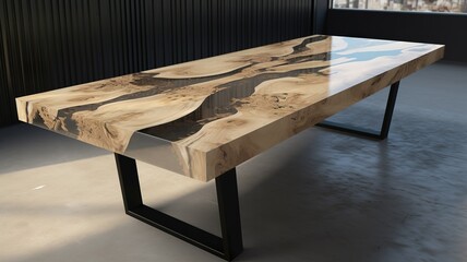 Wall Mural - large modern, cool epoxy resin table