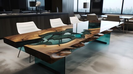 Wall Mural - large modern, cool epoxy resin table