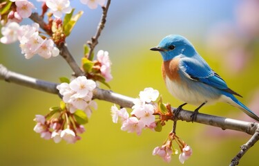 Wall Mural - Cute little bird with a  nature background.