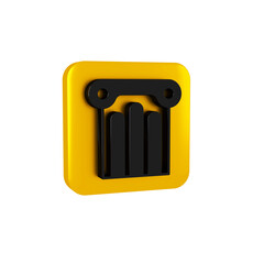 Poster - Black Ancient column icon isolated on transparent background. Yellow square button.