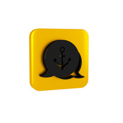 Wall Mural - Black Anchor icon isolated on transparent background. Yellow square button.