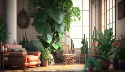  Home decor indoor best potted plants interior design AI Generated image