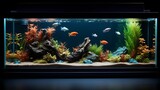 Fototapeta Do akwarium - aquarium with fish in a modern interior.