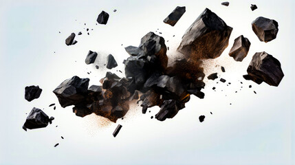 Wall Mural - Bunch of rocks that are flying in the air with sky background.