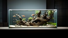 Aquarium With Fish In A Modern Interior.