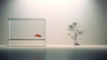 Wall Mural - aquarium with fish in a modern interior.